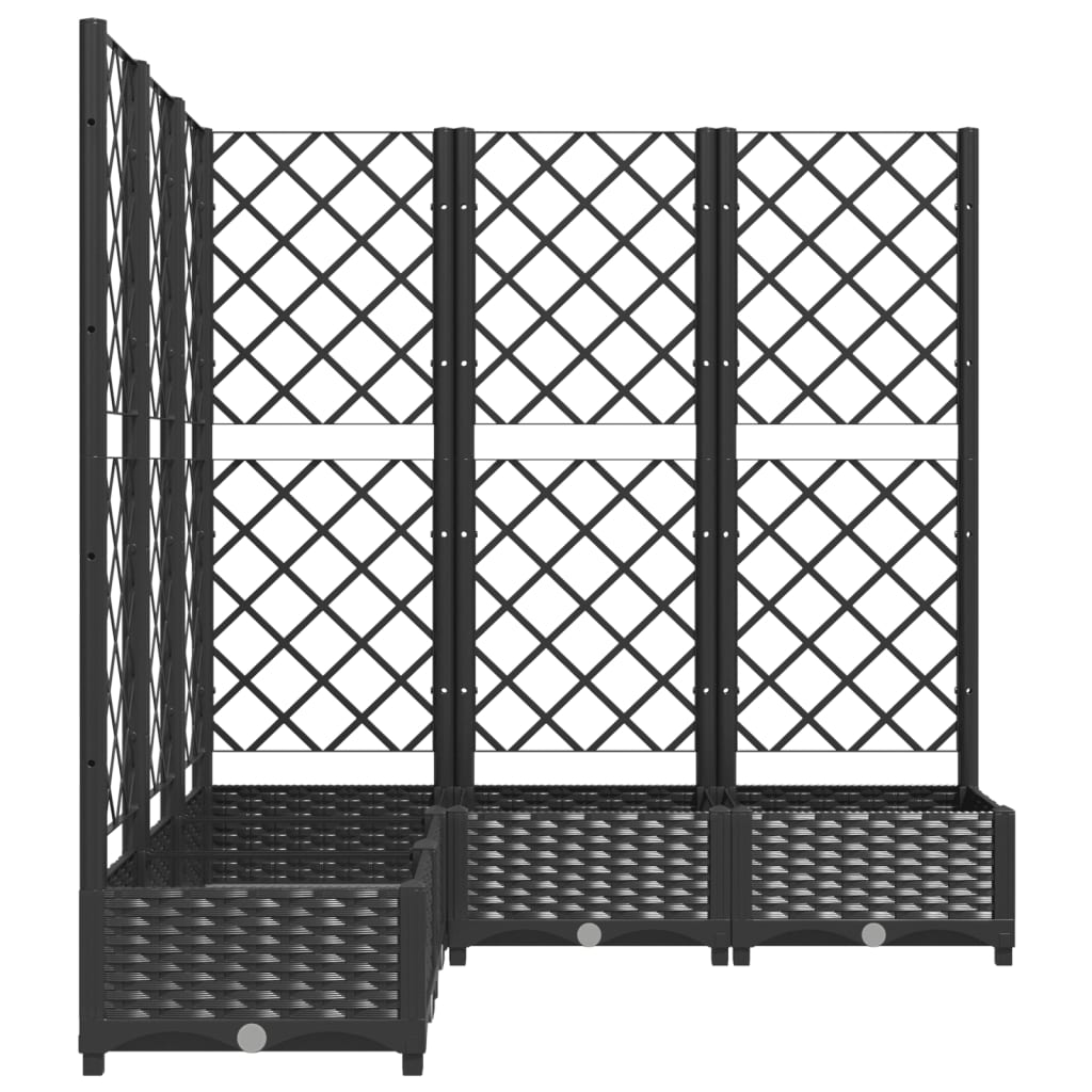 Garden Planter with Trellis Black 120x120x121.5 cm PP