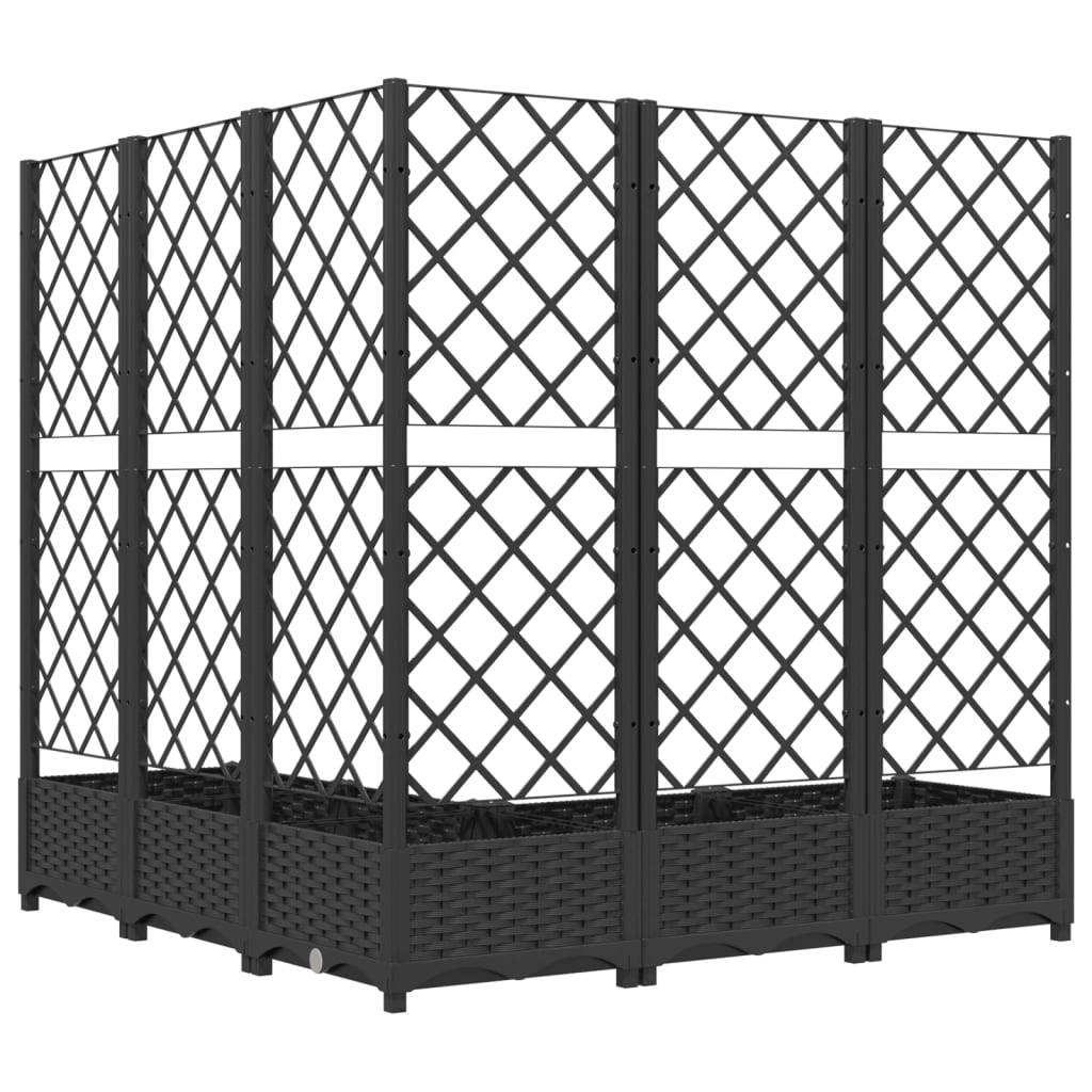 Garden Planter with Trellis Black 120x120x121.5 cm PP
