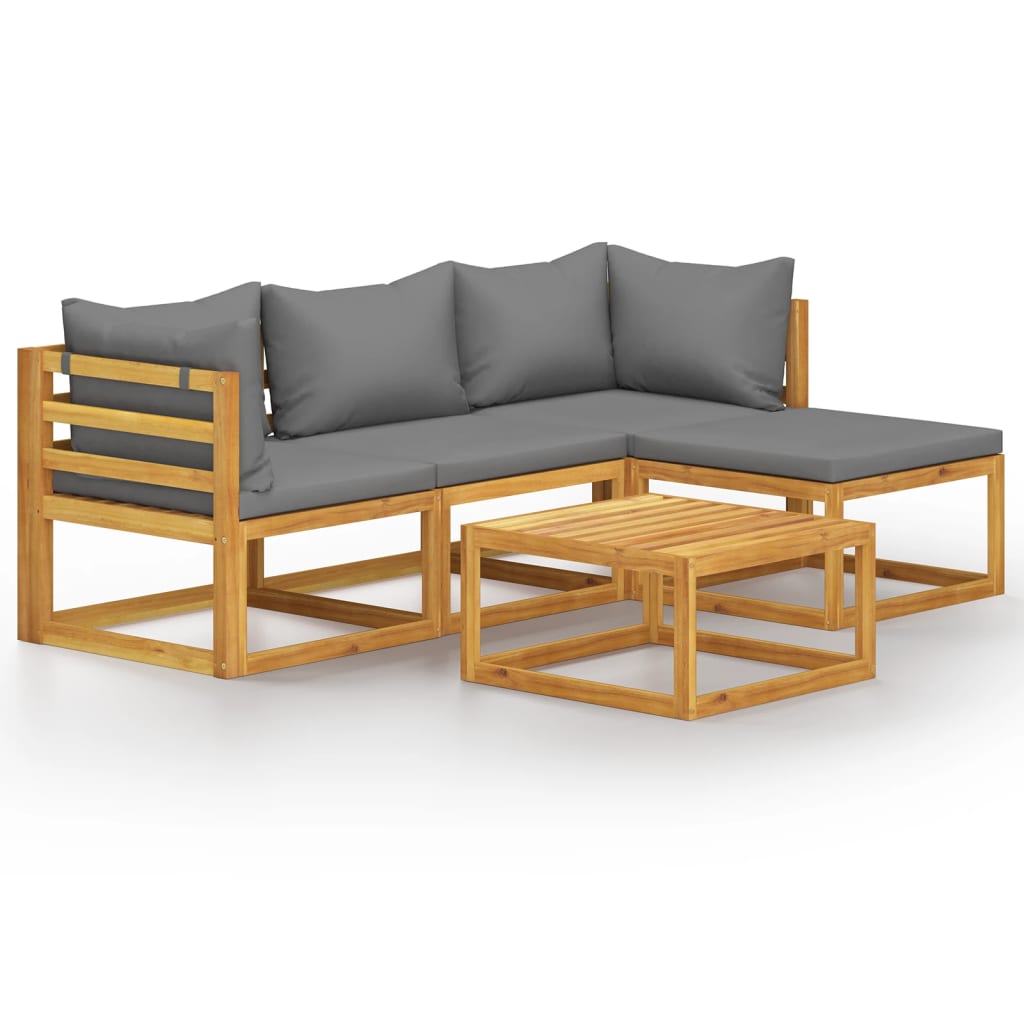 5 Piece Garden Lounge Set with Cushions Solid Wood Acacia (UK/IE/FI/NO only)