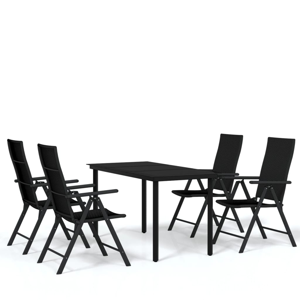 5 Piece Garden Dining Set Black