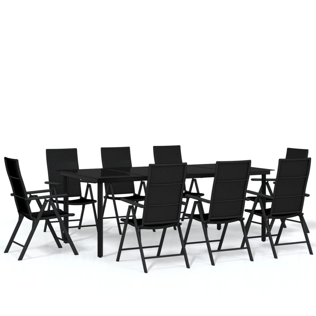 9 Piece Garden Dining Set Black