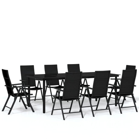 9 Piece Garden Dining Set Black