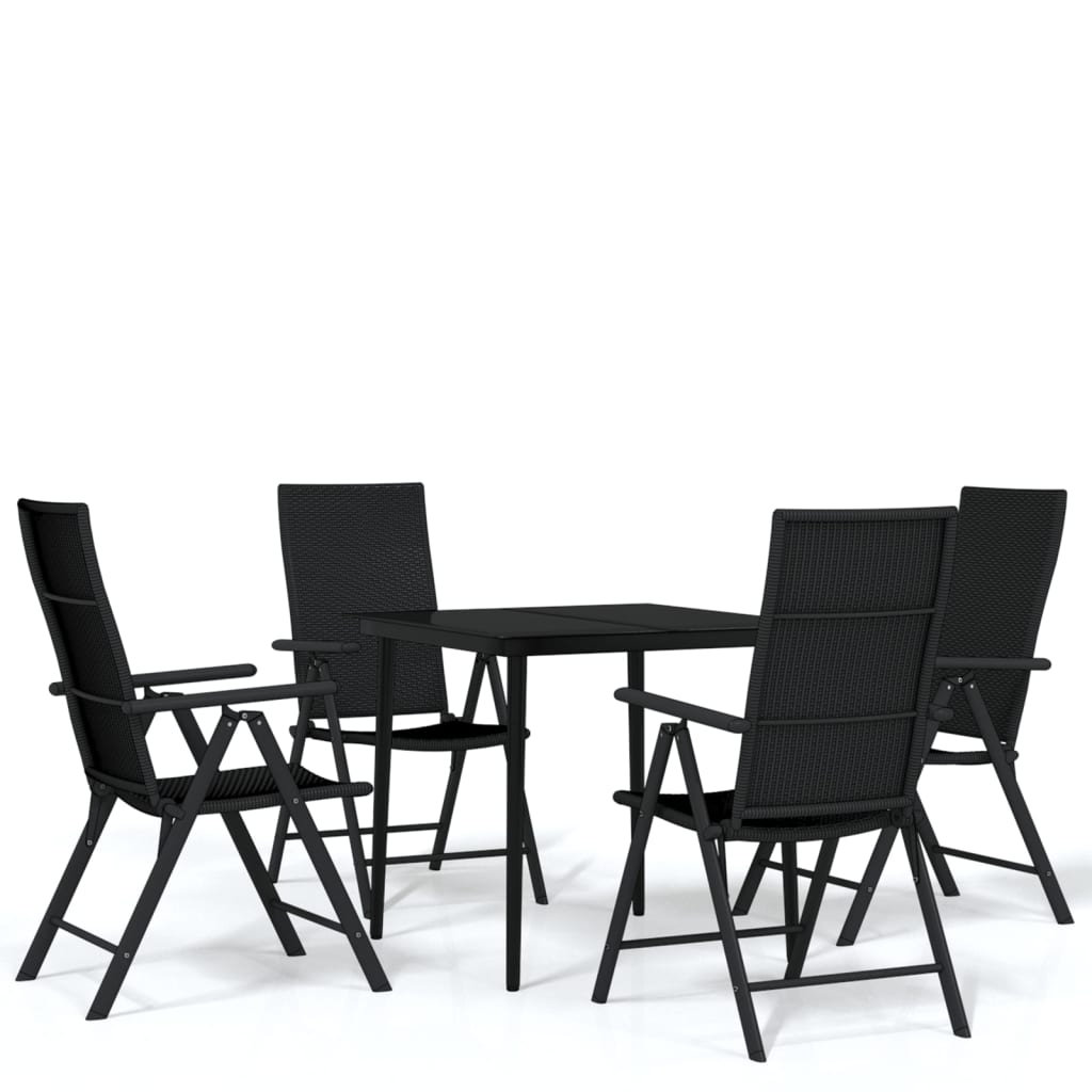 5 Piece Garden Dining Set Black