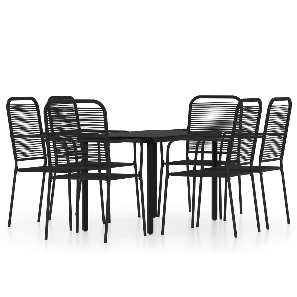 7 Piece Garden Dining Set Black
