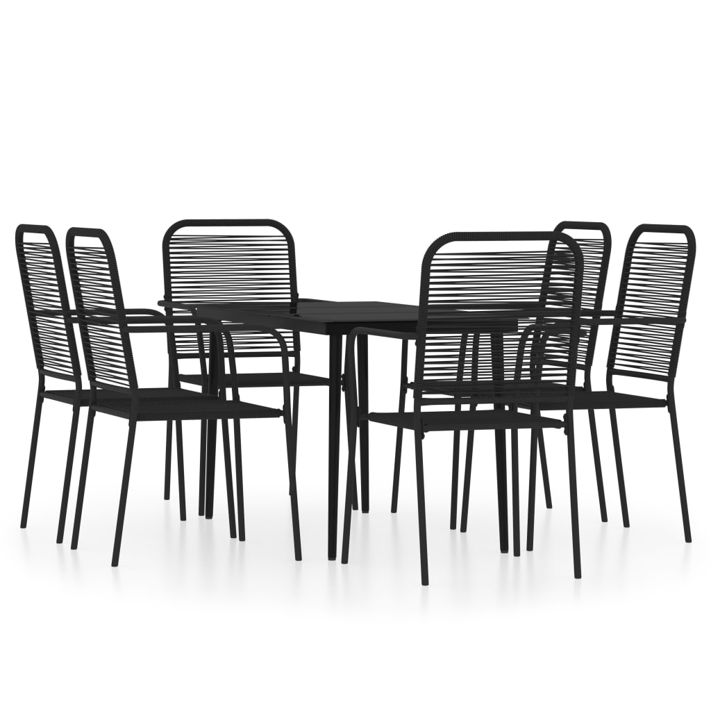 7 Piece Garden Dining Set Black