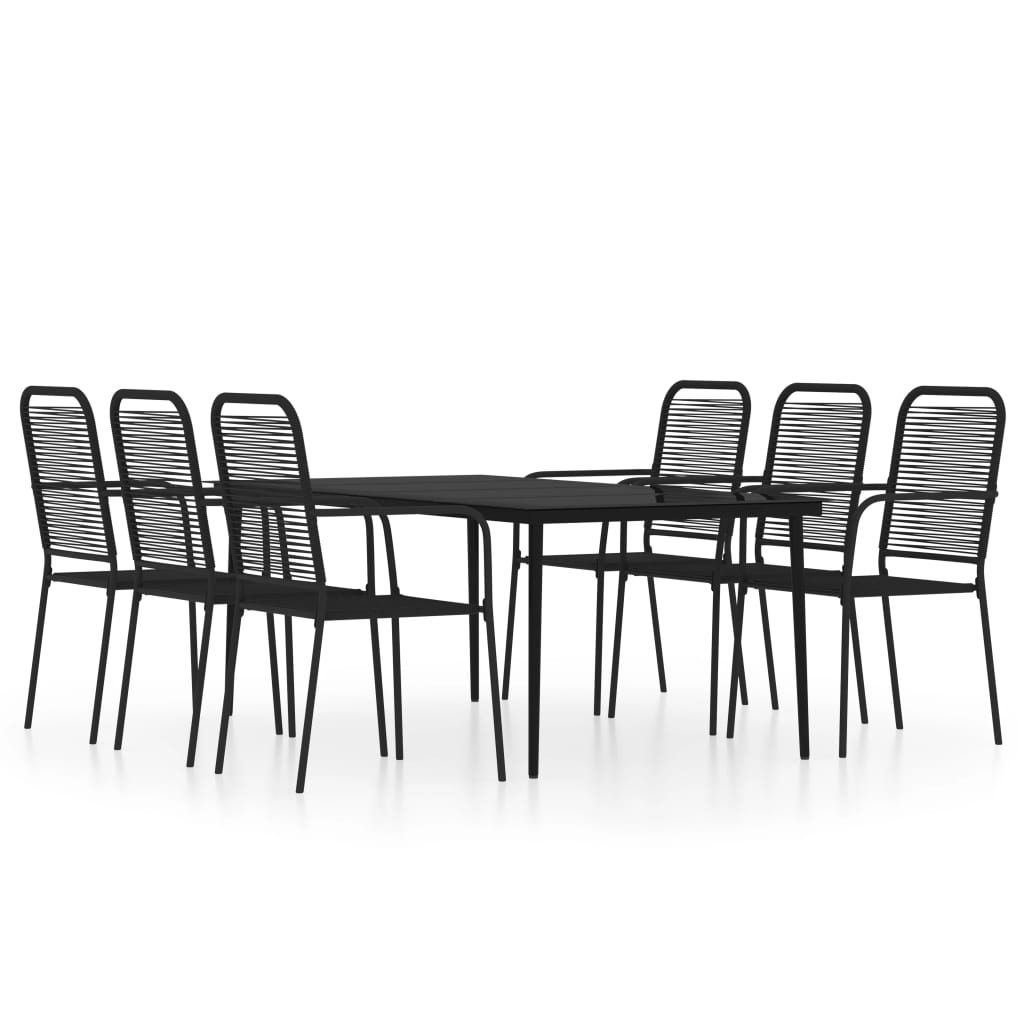 7 Piece Garden Dining Set Black
