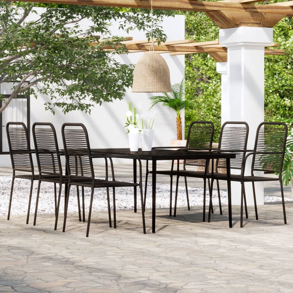 7 Piece Garden Dining Set Black
