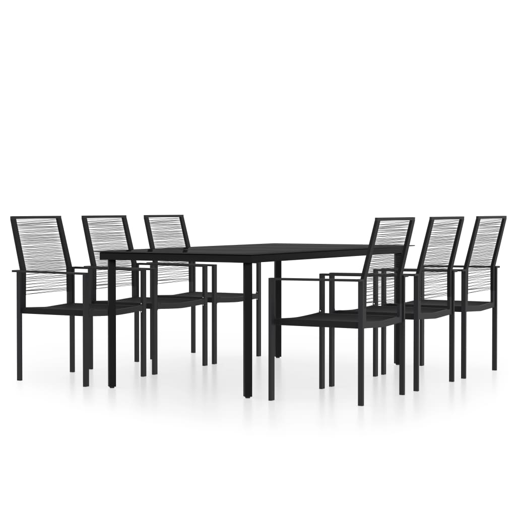 7 Piece Garden Dining Set Black
