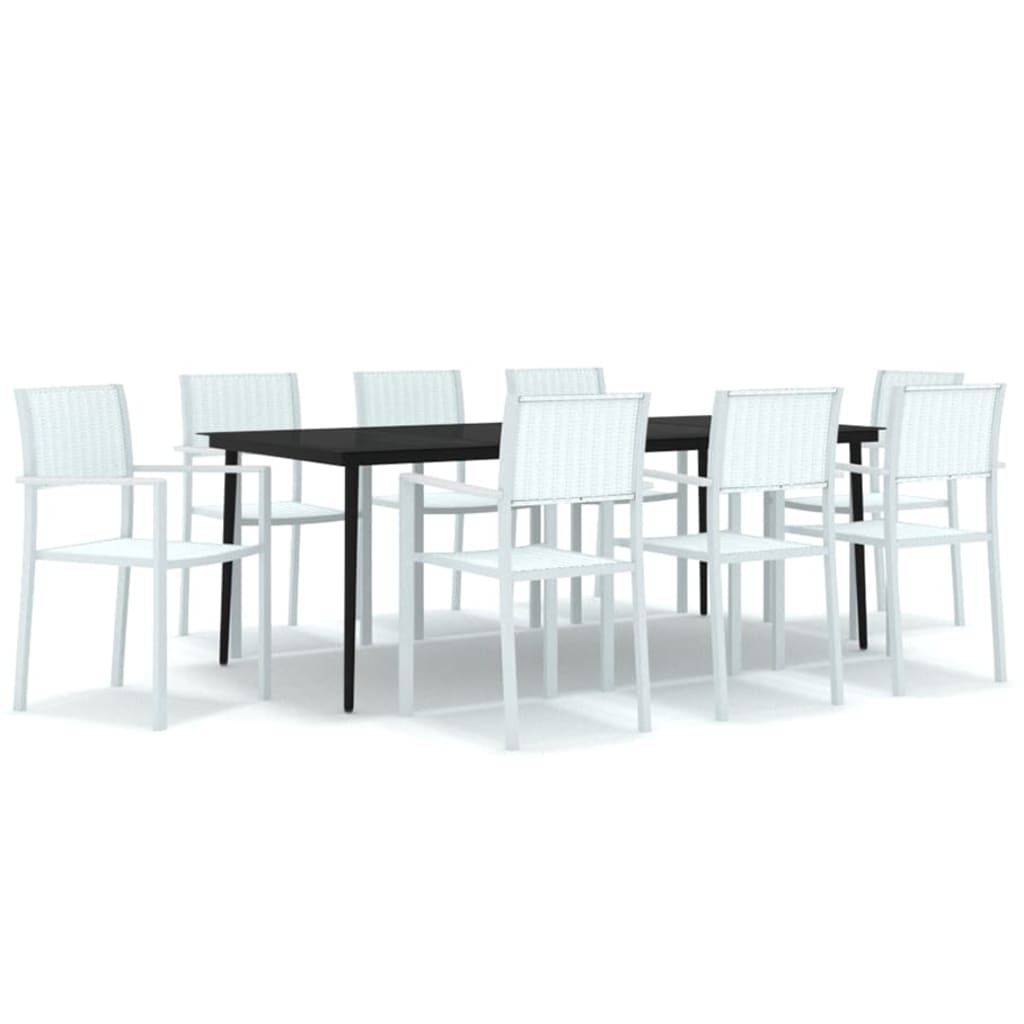 9 Piece Garden Dining Set White