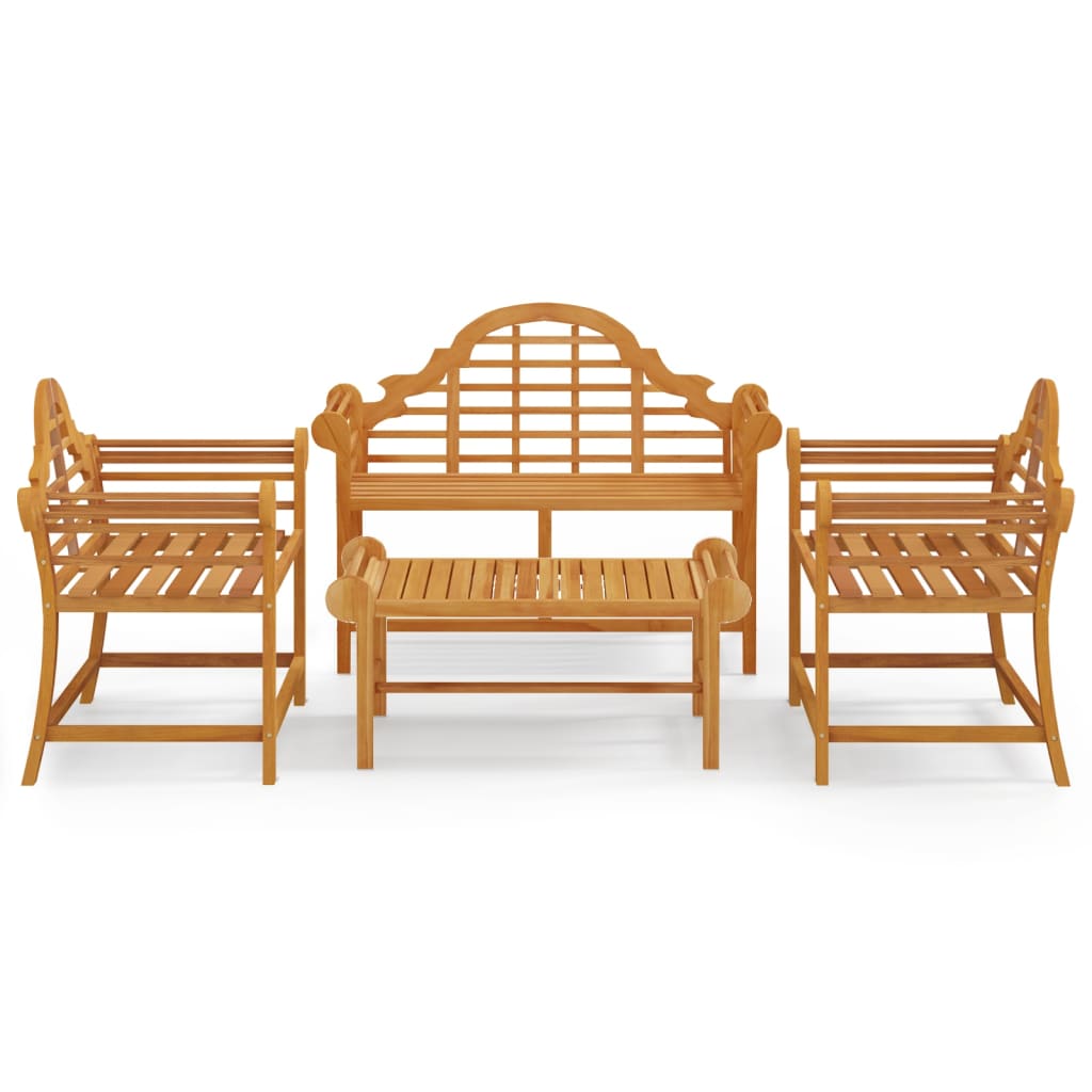 4 Piece Garden Lounge Set Solid Wood Teak