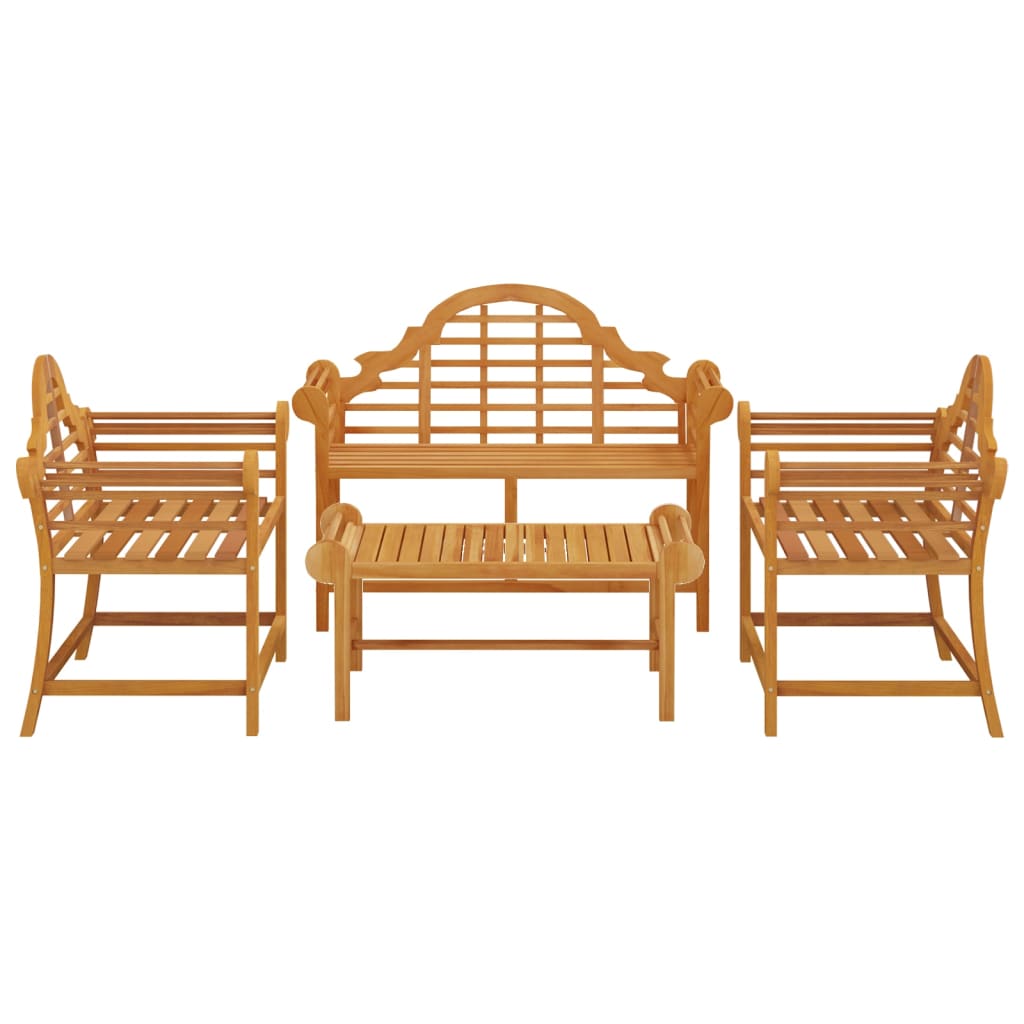 4 Piece Garden Lounge Set Solid Wood Teak