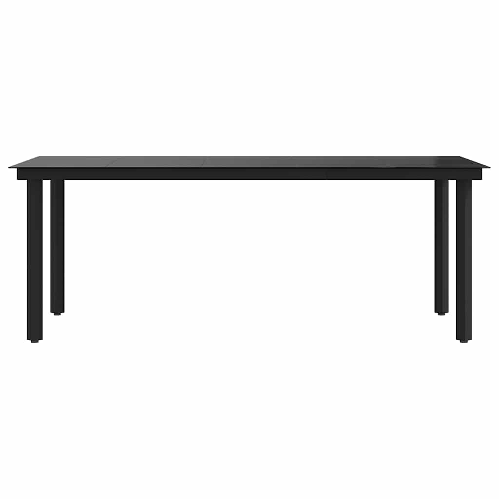 Garden Dining Table Black 200x100x74 cm Steel and Glass