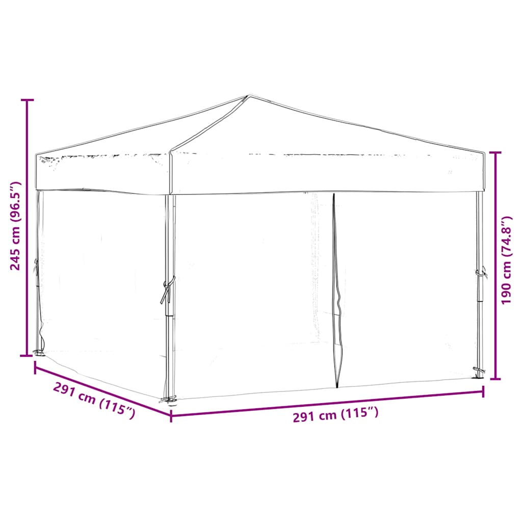 Folding Party Tent with Sidewalls Cream 3x3 m