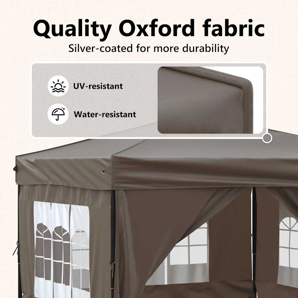 Folding Party Tent with Sidewalls Taupe 3x3 m