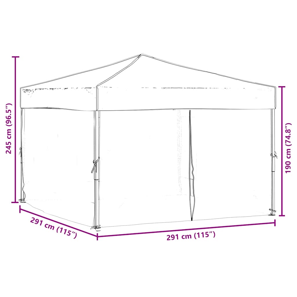 Folding Party Tent with Sidewalls Red 3x3 m