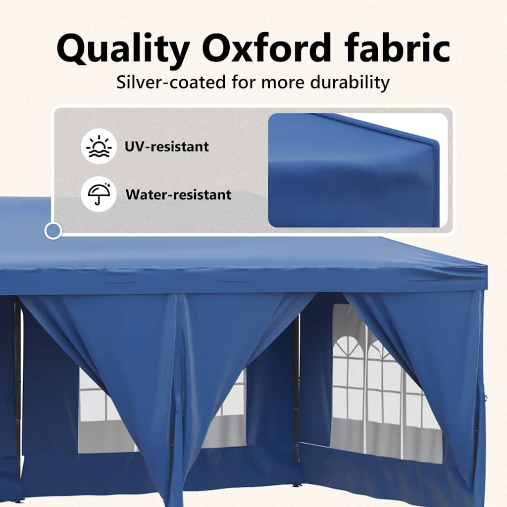 Folding Party Tent with Sidewalls Blue 3x6 m