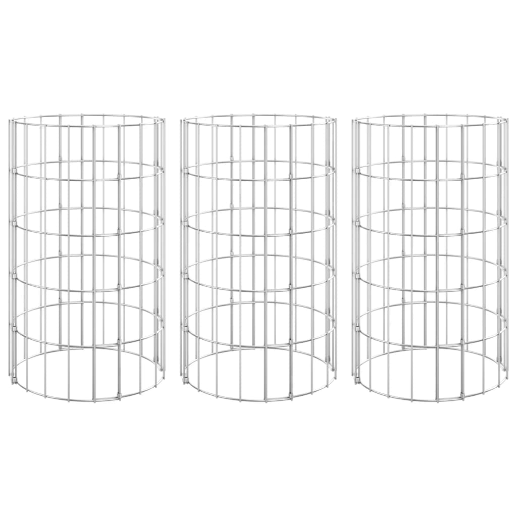 Circular Gabion Raised Beds 3 pcs Galvanised Steel Ø30x50 cm