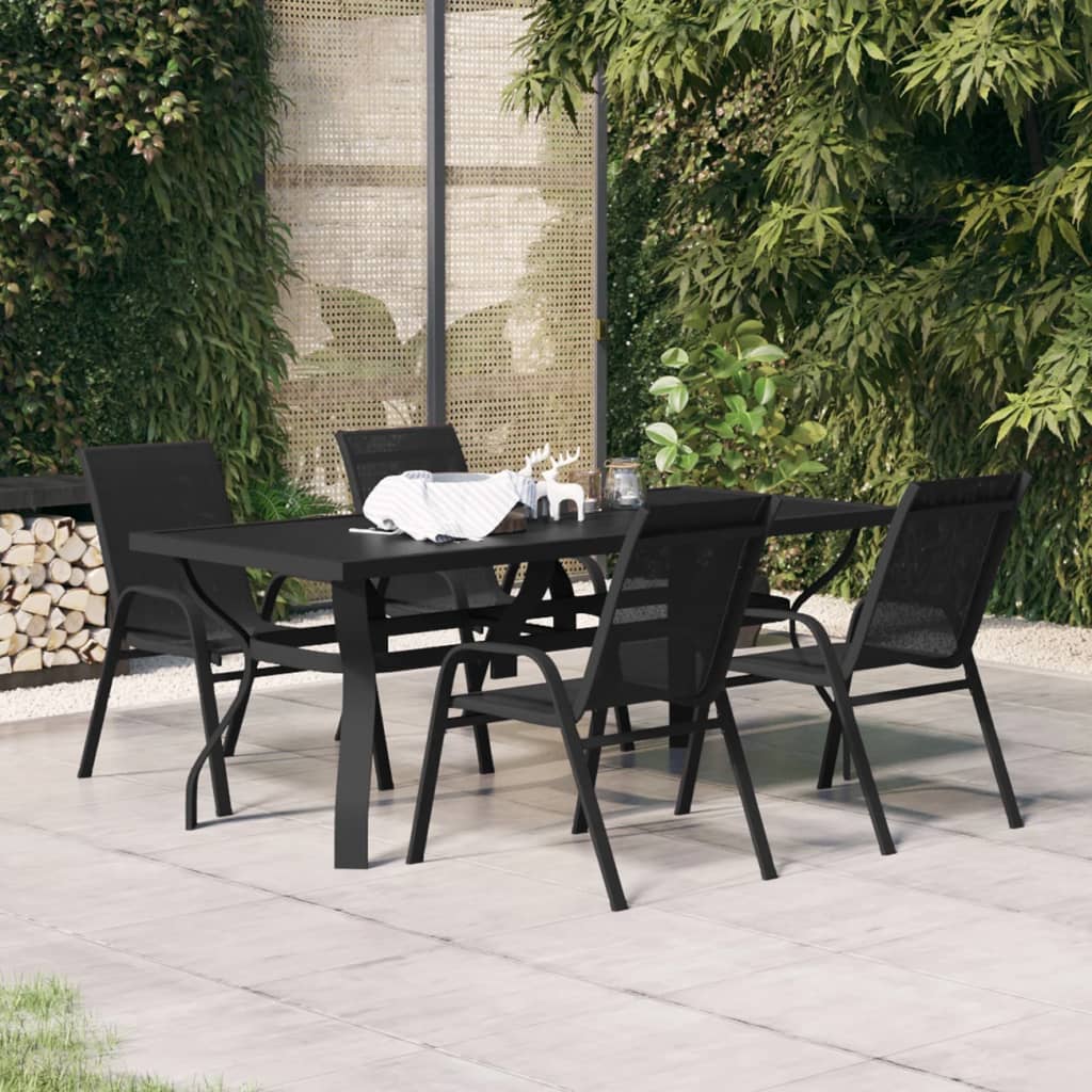 5 Piece Garden Dining Set Black