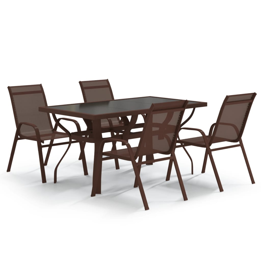 5 Piece Garden Dining Set Brown and Black