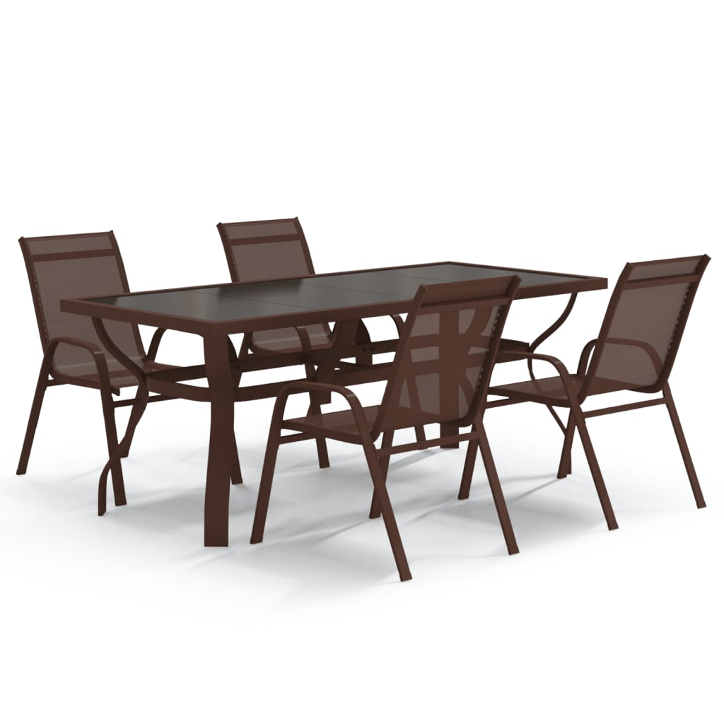 5 Piece Garden Dining Set Brown and Black