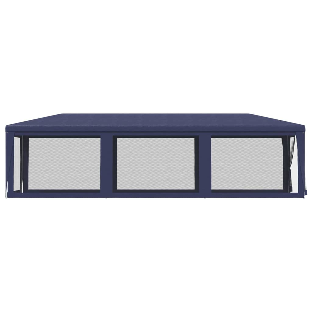 Party Tent with 8 Mesh Sidewalls Blue 3x9 m HDPE