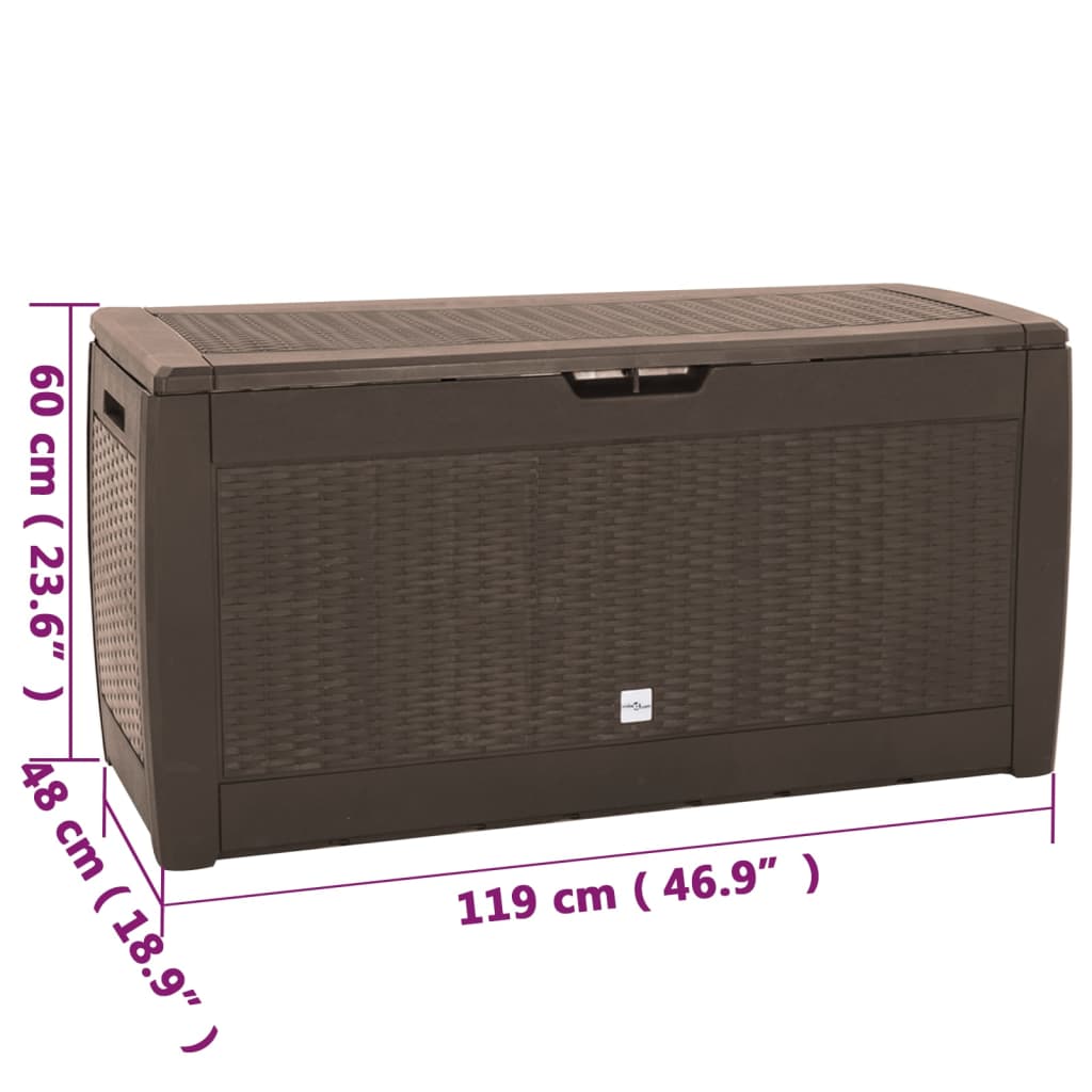 Garden Storage Box Brown 119x48x60 cm PP