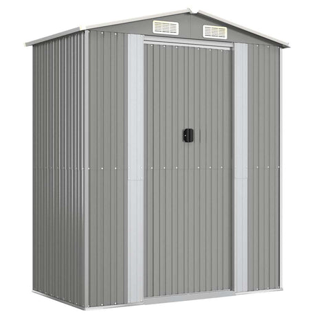 Garden Shed Light Grey 192x108x223 cm Galvanised Steel