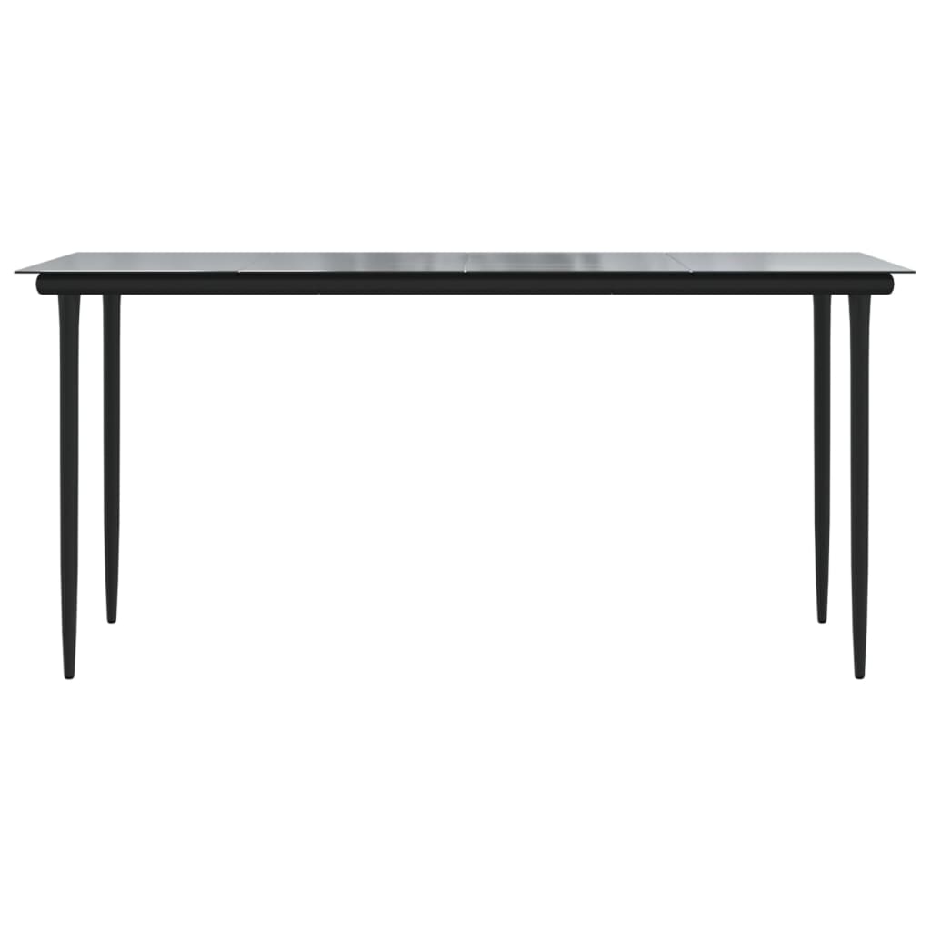 Garden Dining Table Black 160x80x74cm Steel and Tempered Glass
