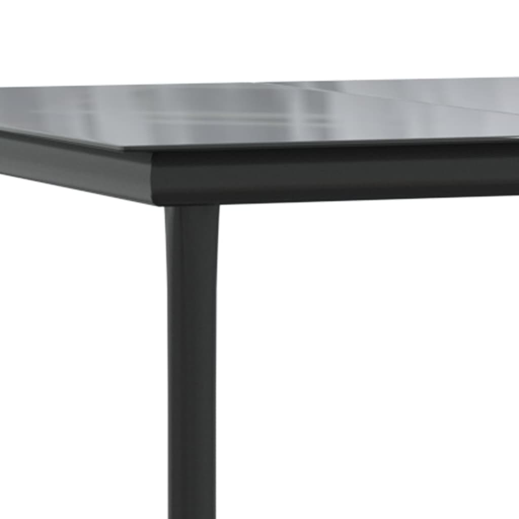 Garden Dining Table Black 160x80x74cm Steel and Tempered Glass