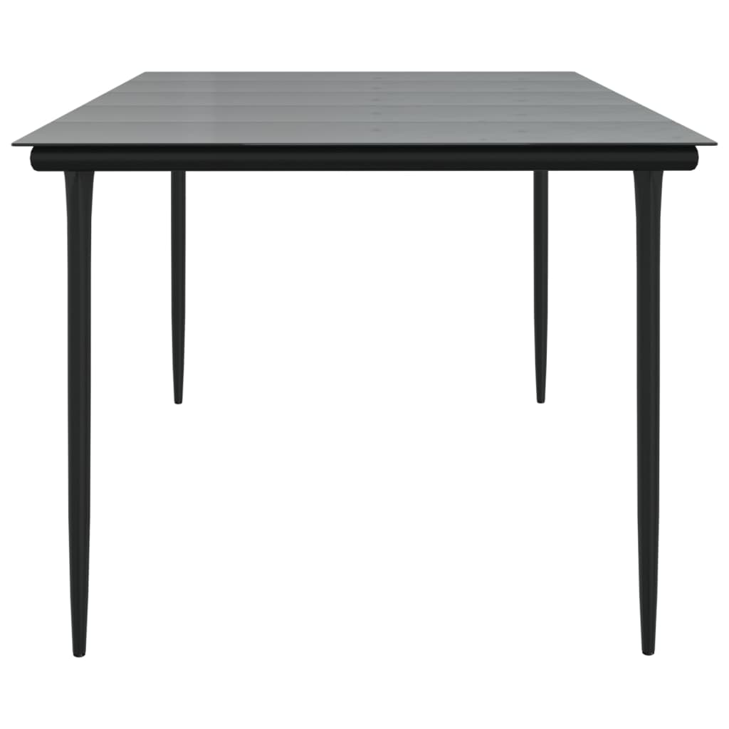 Garden Dining Table Black 200x100x74cm Steel and Tempered Glass
