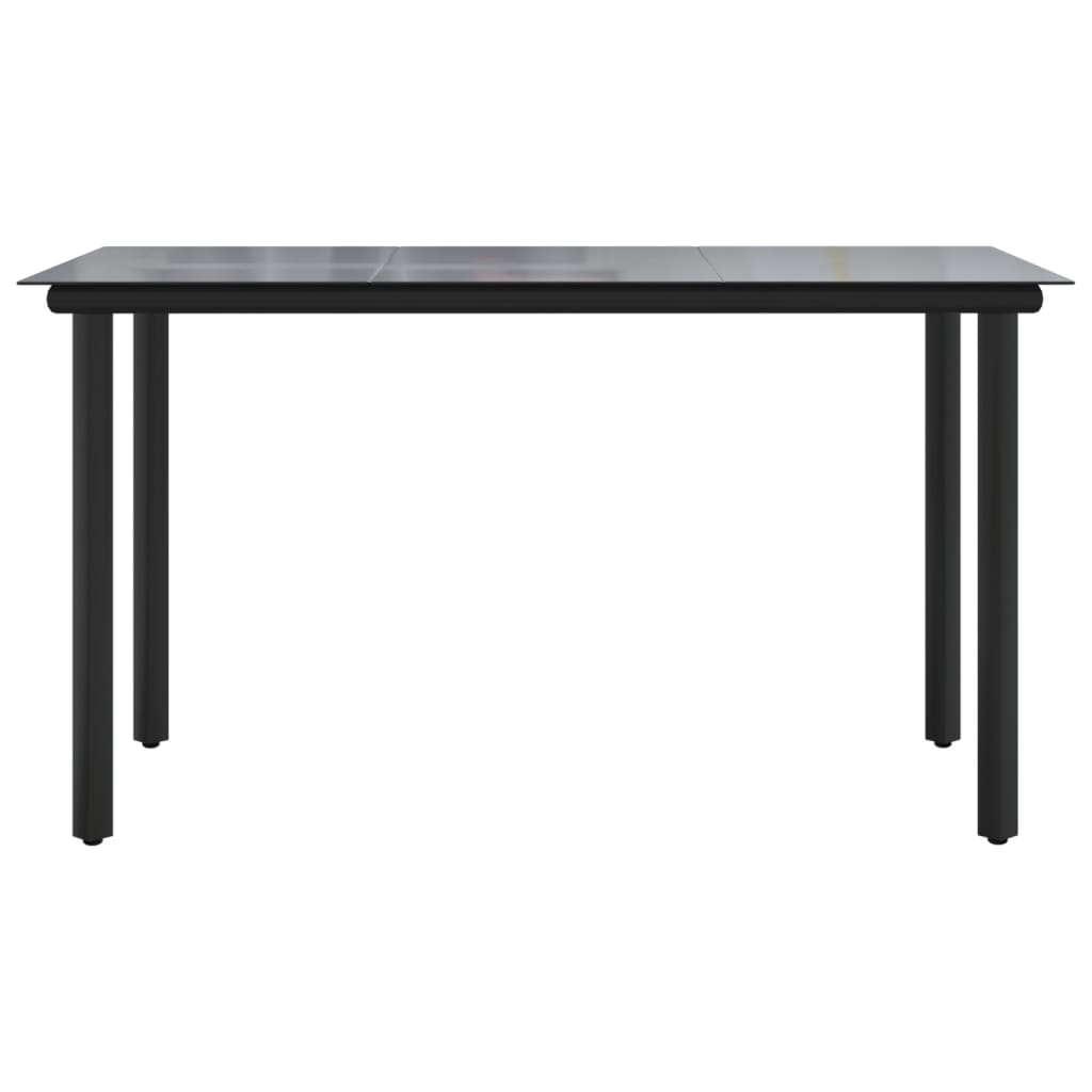 Garden Dining Table Black 200x100x74cm Steel and Tempered Glass