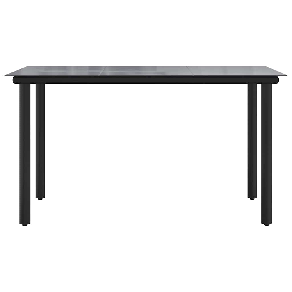 Garden Dining Table Black 200x100x74cm Steel and Tempered Glass