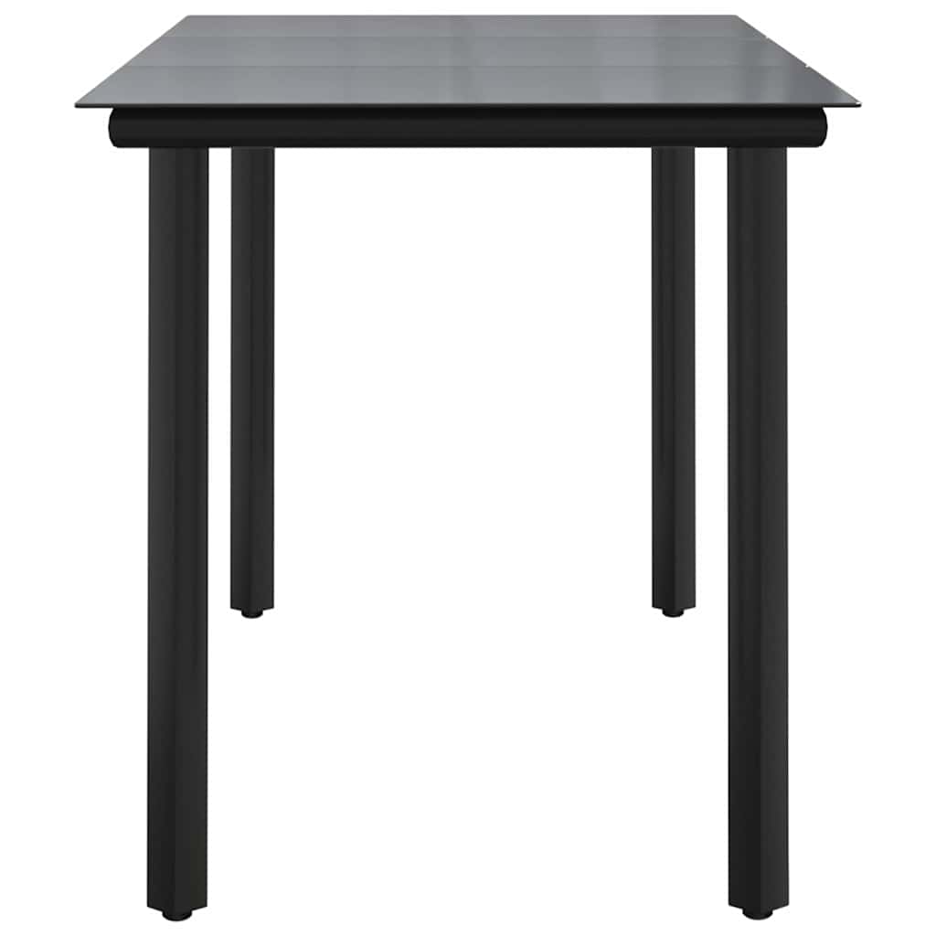 Garden Dining Table Black 200x100x74cm Steel and Tempered Glass