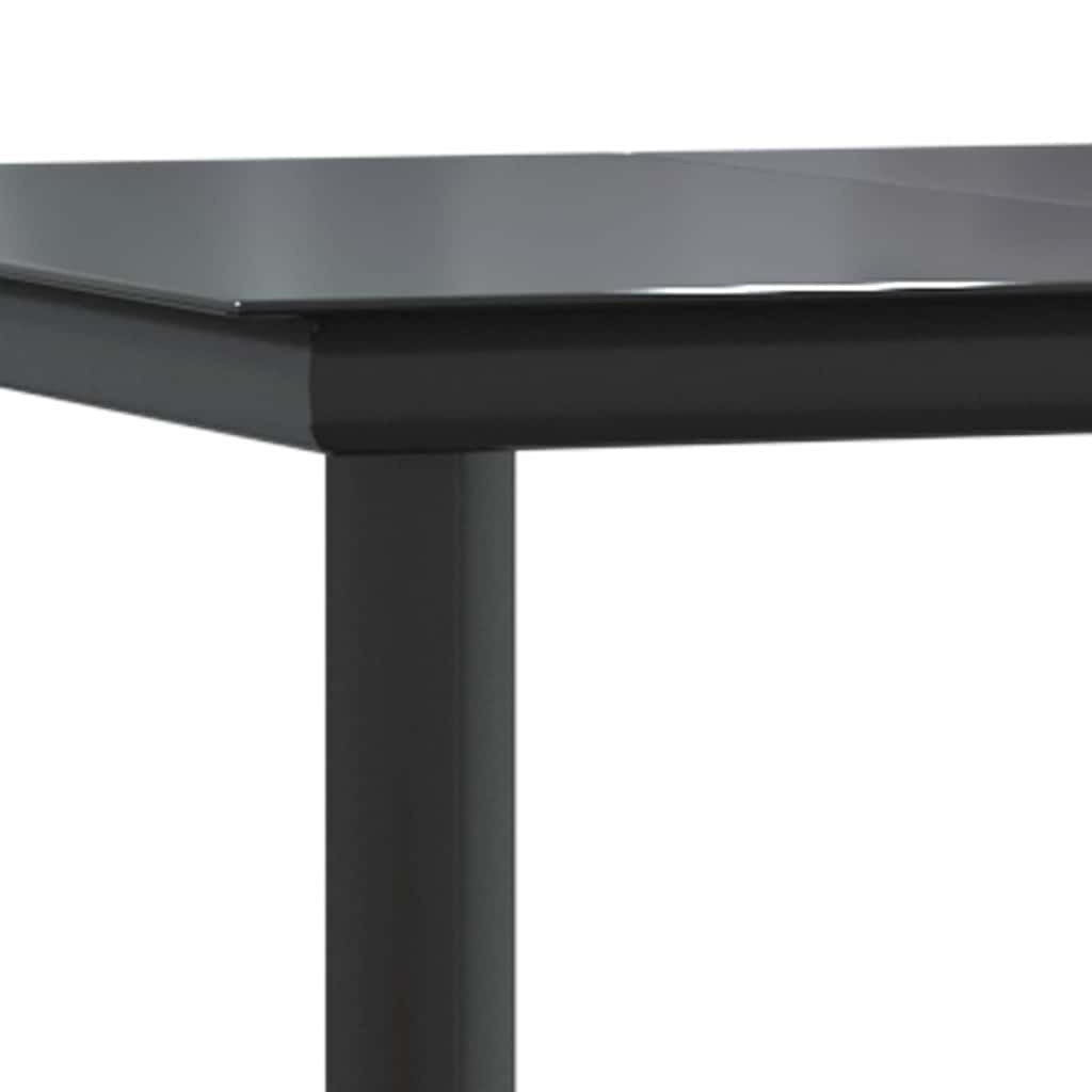Garden Dining Table Black 200x100x74cm Steel and Tempered Glass