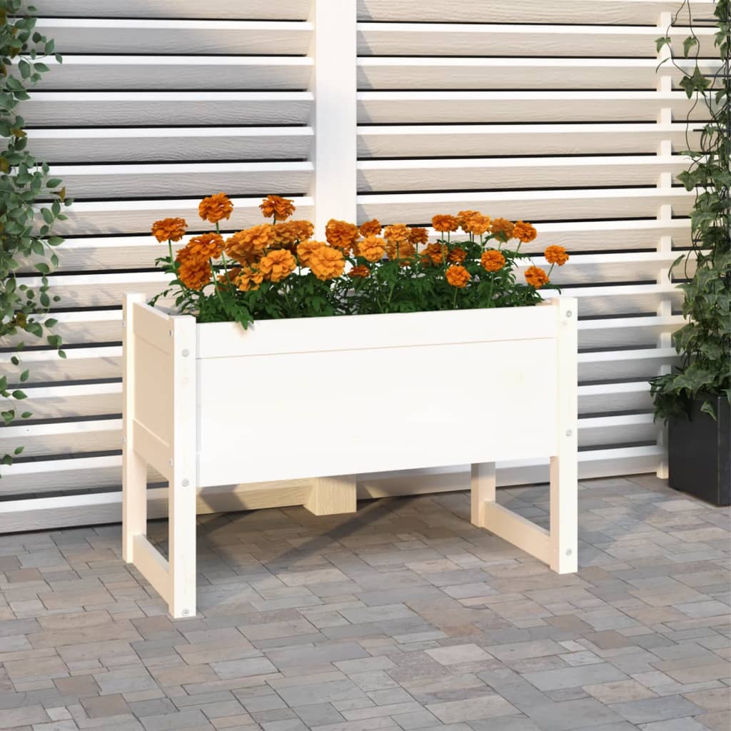 Planter White 78x40x52 cm Solid Wood Pine