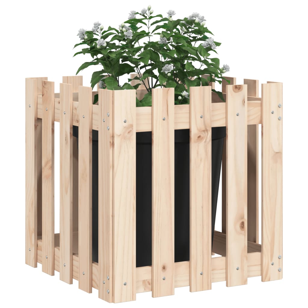 Garden Planter with Fence Design 50x50x50 cm Solid Wood Pine