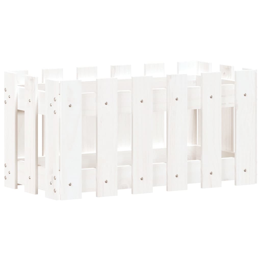 Garden Planter with Fence Design White 60x30x30 cm Solid Wood Pine