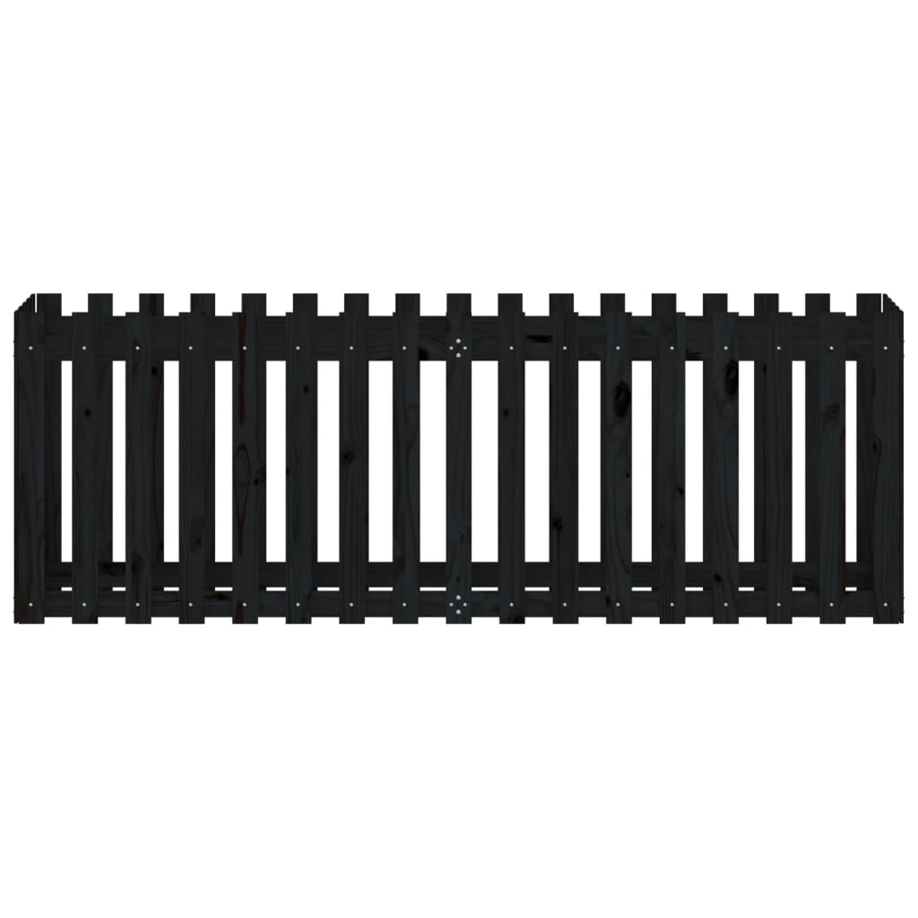 Garden Raised Bed with Fence Design Black 200x50x70 cm Solid Wood Pine