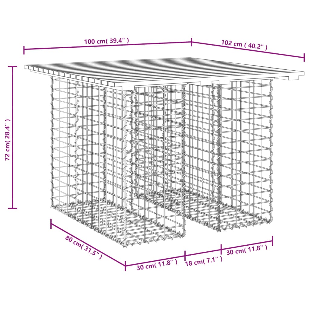 Garden Table Gabion Design 100x102x72 cm Solid Wood Douglas