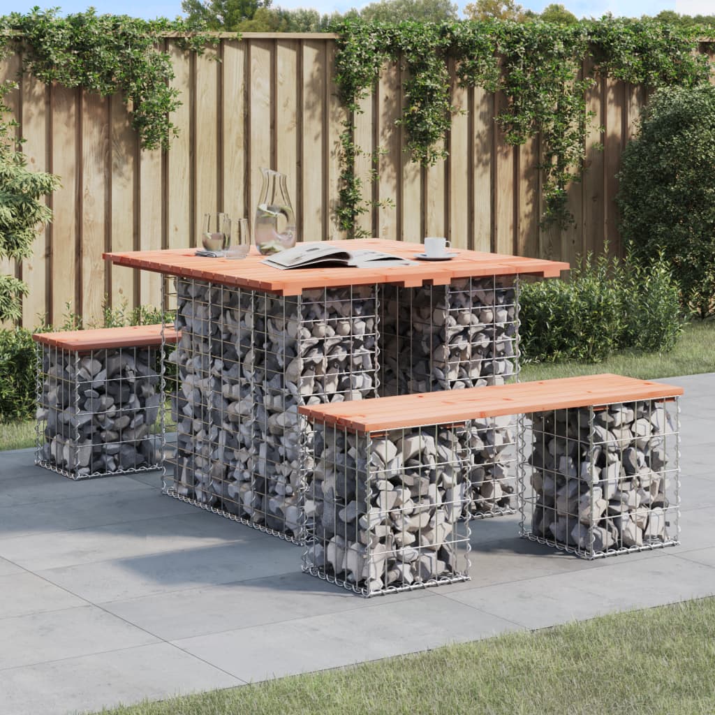 Garden Table Gabion Design 100x102x72 cm Solid Wood Douglas