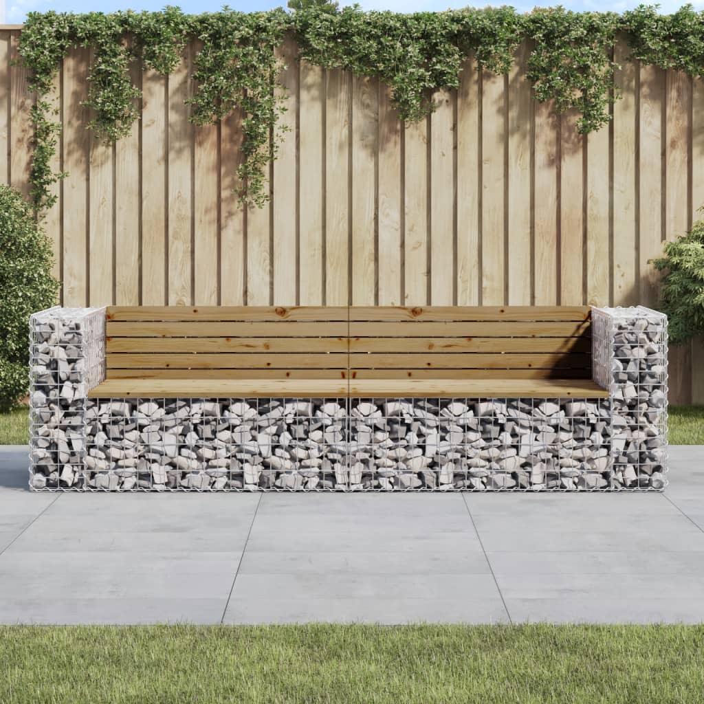 vidaXL Garden Bench Gabion Design 244x71x65.5 cm Impregnated Wood Pine