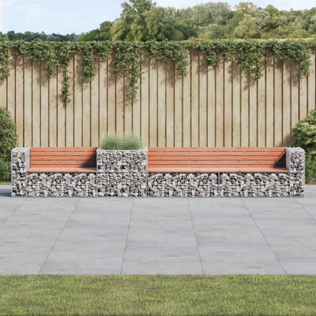 vidaXL Garden Bench with Gabion Basket Solid Wood Douglas