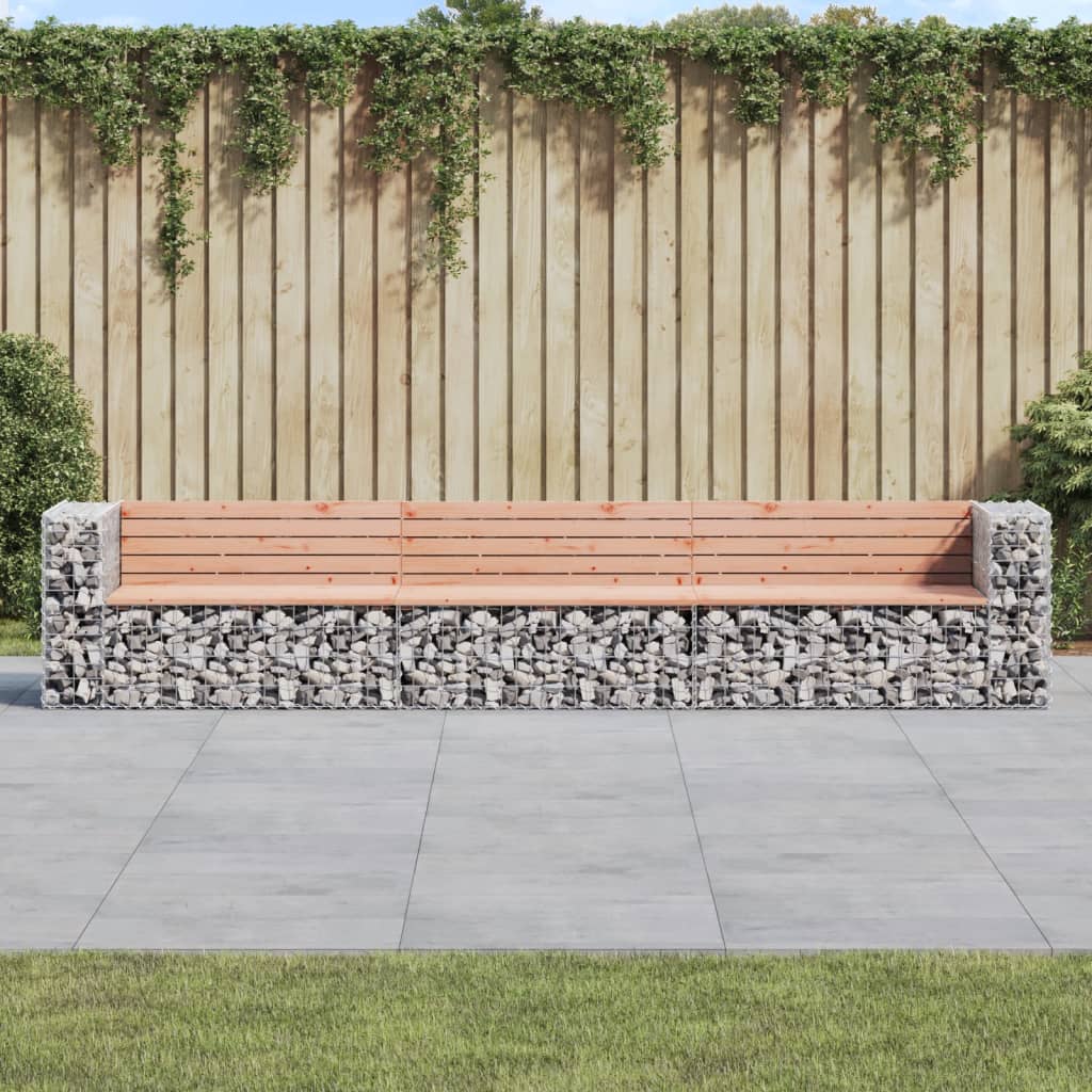 vidaXL Garden Bench Gabion Design 347x71x65.5 cm Solid Wood Douglas
