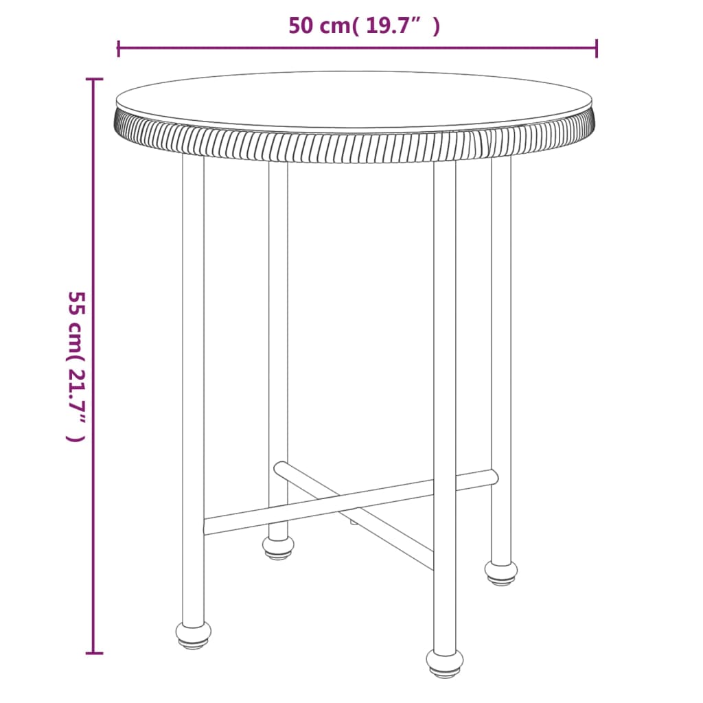 Dining Table Ø50 cm Tempered Glass and Steel