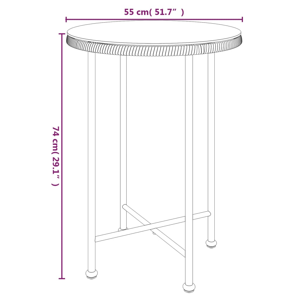 Dining Table Ø55 cm Tempered Glass and Steel