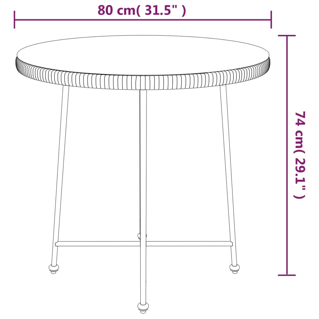 Dining Table Ø80 cm Tempered Glass and Steel