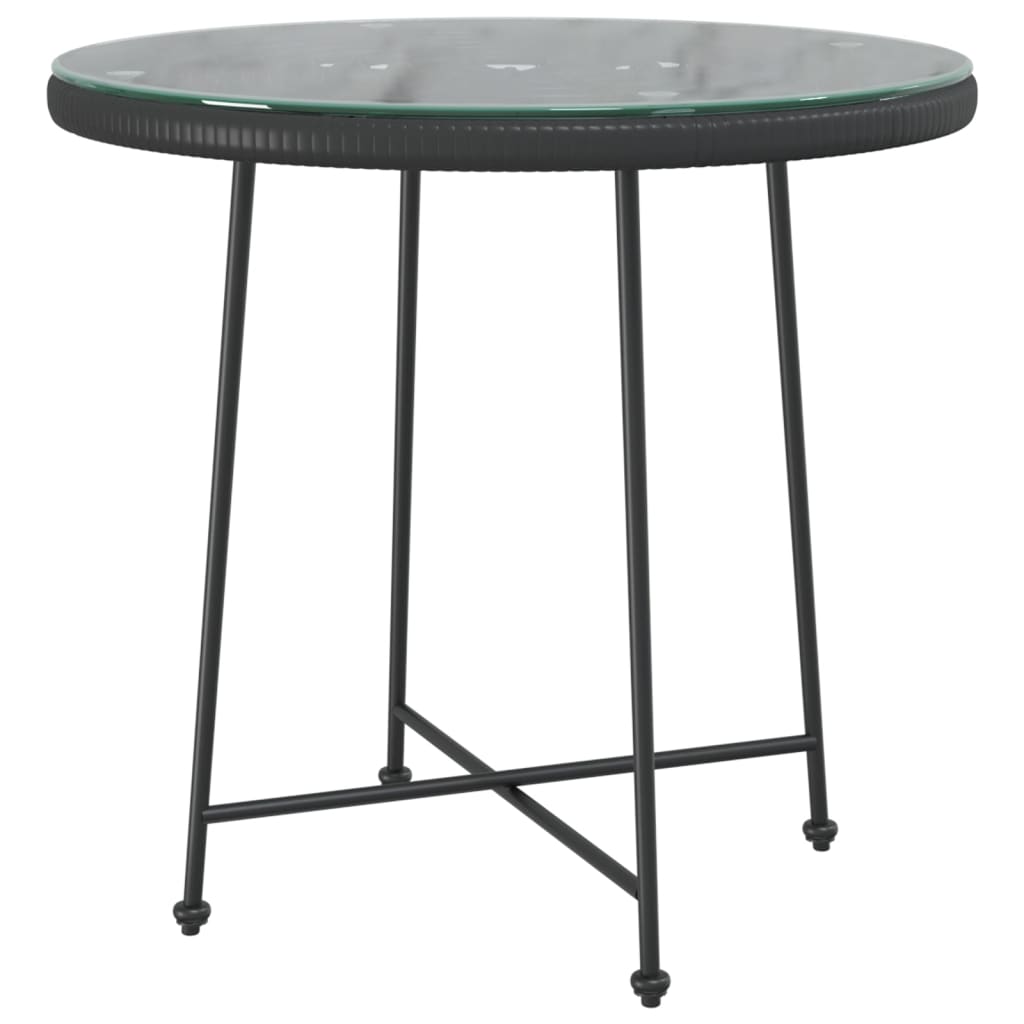 Dining Table Black Ø80 cm Tempered Glass and Steel