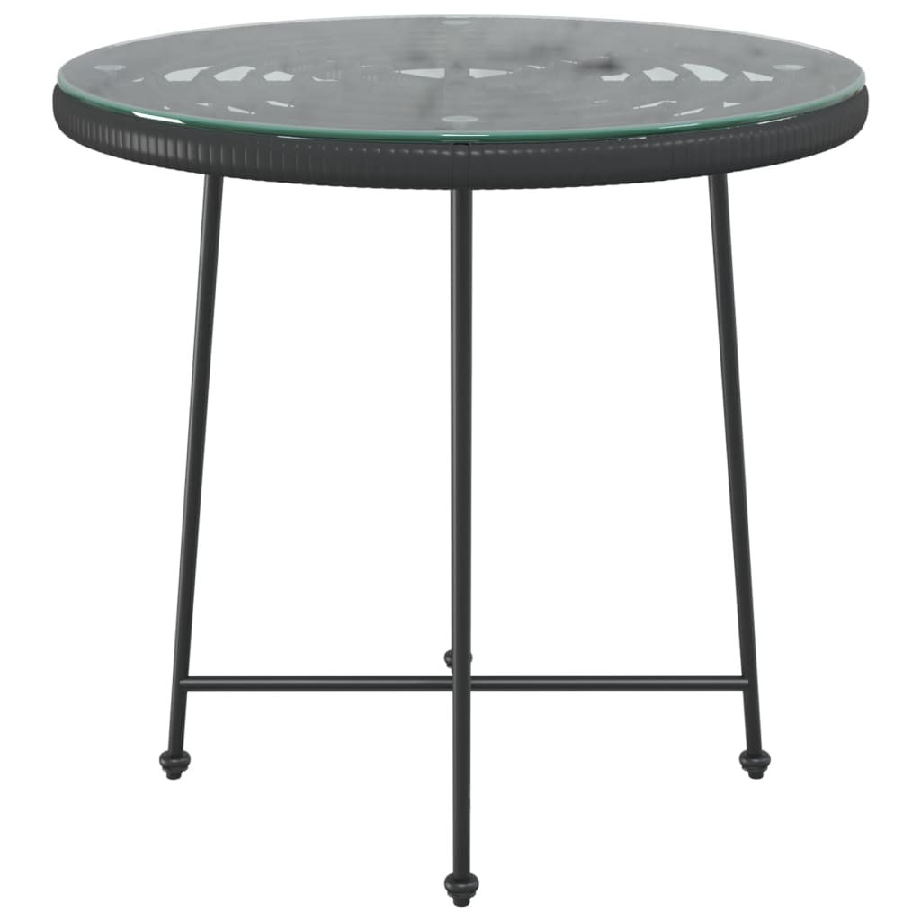 Dining Table Black Ø80 cm Tempered Glass and Steel