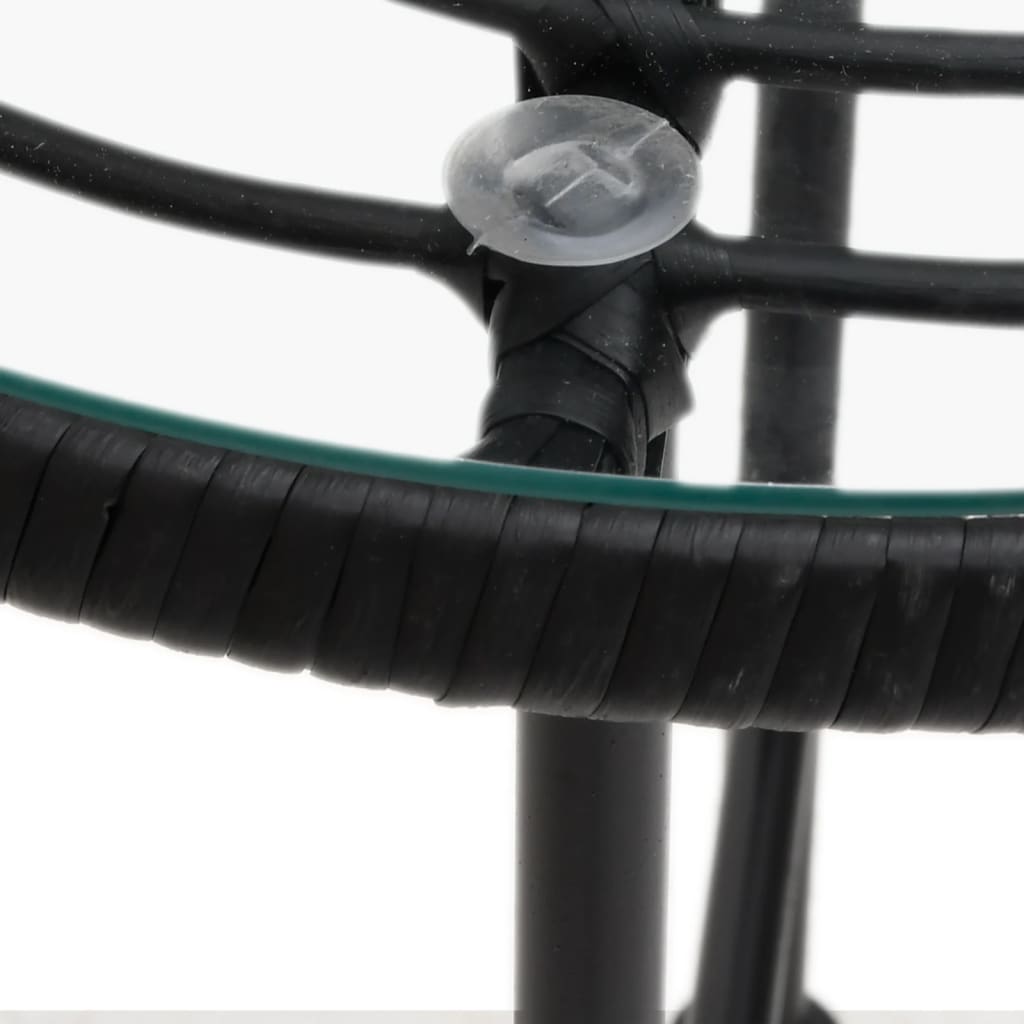 Dining Table Black Ø80 cm Tempered Glass and Steel