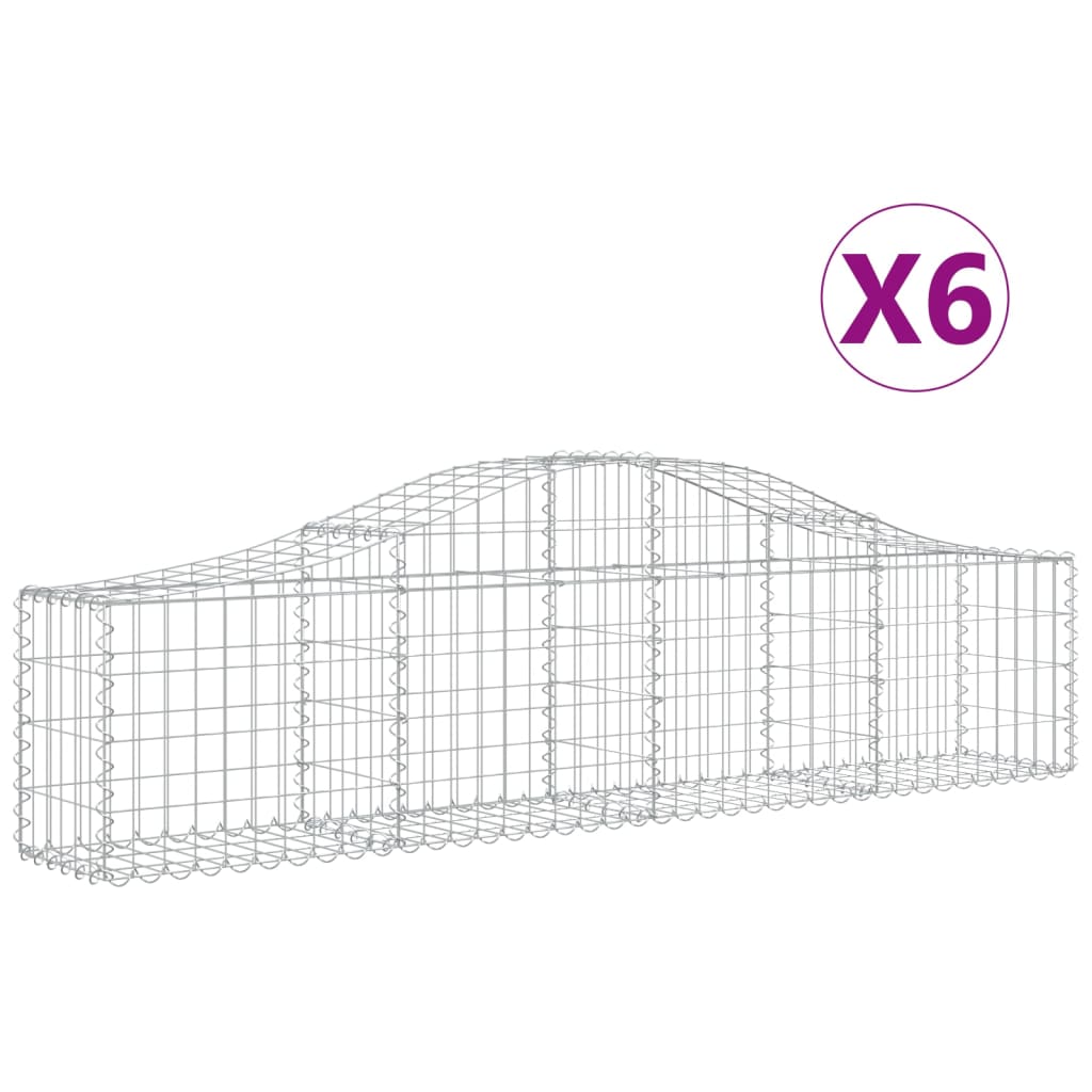 Arched Gabion Baskets 6 pcs 200x30x40/60 cm Galvanised Iron